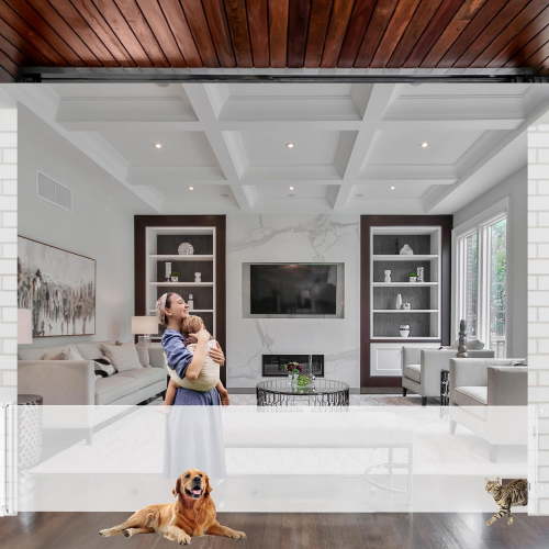Sunnycome Retractable Baby Gate,Mesh Dog Gate,126" Wide Extends up to 33"Tall,Child Safety Gate for Doorways,Stairs,Hallways,Indoor Outdoor White