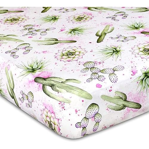 Cactus Design Crib Sheet | Extra Soft Jersey Knit Cotton | Southwest Theme