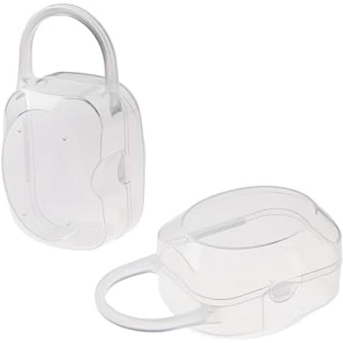 Accmor Pacifier Case, Pacifier Holder Case with Handle, BPA Free Universal Pacifier Container Box for Travel, Transparent, 2 Pack