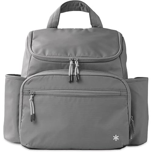 Skip Hop Diaper Bag Backpack with Portable Changing Pad Adjustable Pocket for 30 oz Tumblers 9 Total Pockets Insulated Packing Cubes Luggage Sleeve & Stroller Straps Fits a 14” Laptop Forma Next Black
