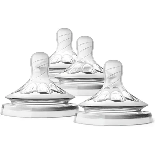 Philips Avent Natural Baby Bottle Medium Flow Nipple, 3M+, 4pack, Flow 3, SCF653/43