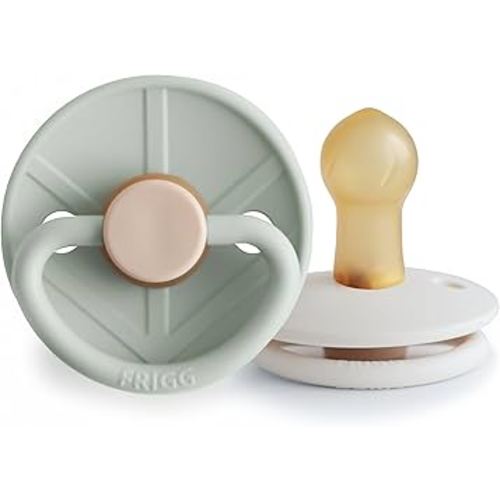 FRIGG Little Viking Natural Rubber Baby Pacifier 2-Pack | Made in Denmark | BPA-Free (Sage/Cream, 0-6 Months)