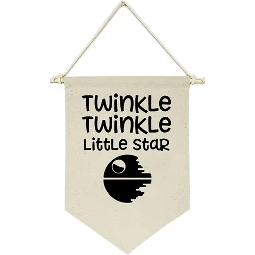 Twinkle Twinkle Little Star - Canvas Hanging Flag Banner Wall Sign Decor Gift for Baby Kids Boy Nursery Teen Room Front Door - Star Wars Quotes