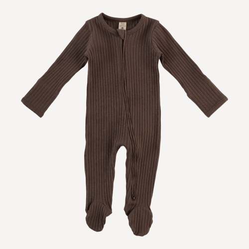 long sleeve zipper footie | chocolate chunk | organic cotton wide rib – kate quinn