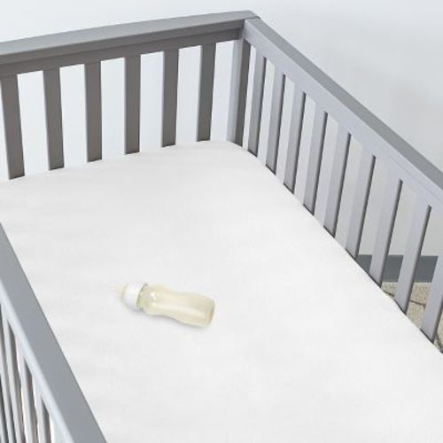 Breathable Waterproof White Crib Mattress Protector by Bare Home
