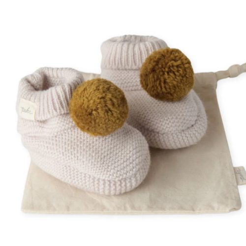 Wool Knit Pom Pom Bootie