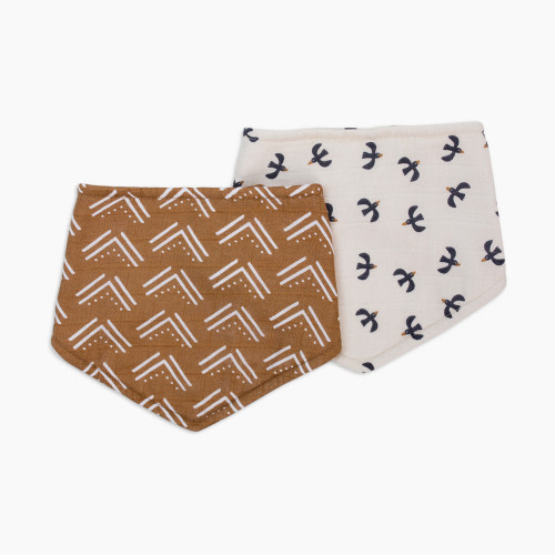 Lulujo Bandana Bib (2 Pack) - Mudcloth/Black Birds, 2