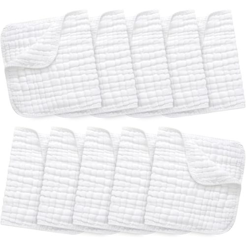 10 Pack Muslin Burp Cloths 100% Cotton Large 20''×10'' Thickened Baby Burp Cloths Super Soft and Highly Absorbent, Newborn Washcloth (White) : Amazon.com.au: Baby