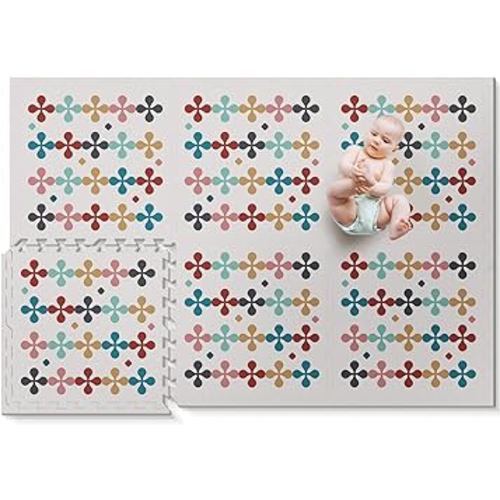 Baby Play Mat - Foam Floor Tiles Interlocking Foam Play Mat 72x48 Inches Soft Non Toxic Puzzle Mat for Infants and Toddlers Tummy Time Mat Crawling Mat (Blossom)