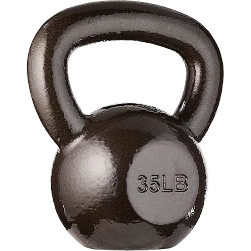Amazon Basics Cast Iron Kettlebell for Strength Training, 15 Pounds, Black, Wide Handle