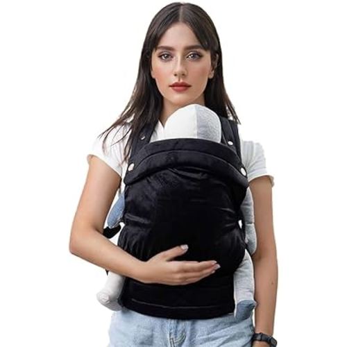 Baby Carrier for Newborn to Toddler, Cozy Baby Wrap Carrier 7-35 lbs, Ergonomic Backpack Design, Front and Back Facing Options, Black