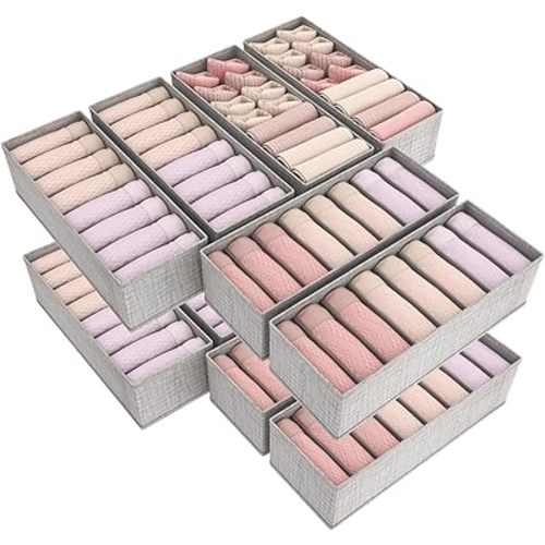 Lifewit 12 Pack Drawer Organizer for Clothing, Dresser Organizer Wardrobe Storage Boxes for Nursery, Bedroom, Closet, Foldable Fabric Closet Organizers and Storage for Clothes, Underwear, Belt, Tie