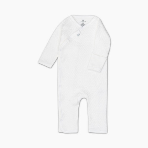 Honest Baby Clothing Organic Cotton Matelasse Side Snap Coverall - Bright White, 6-9 M