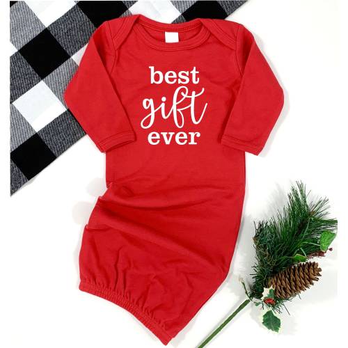 Christmas Baby Announcement Baby Gown, Best Gift Ever Infant Newborn Baby Gown, Christmas Announcement, Coming Home Outfit Christmas Baby
