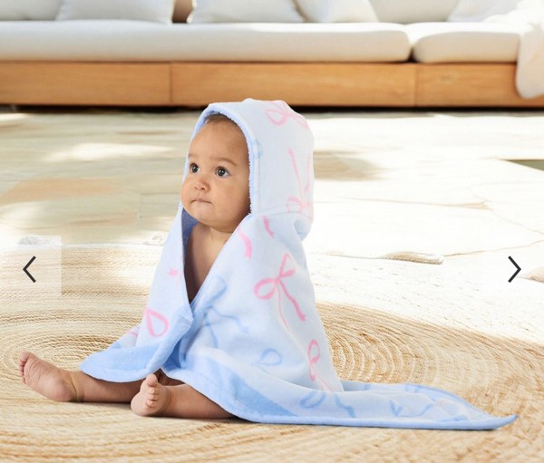 Bow Reversible Baby Beach Hooded Towel UPF 50+