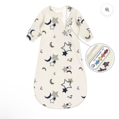 Organic Cotton & Camel Wool Long Sleeve Sleep Sack 1.0 TOG - Moonlit