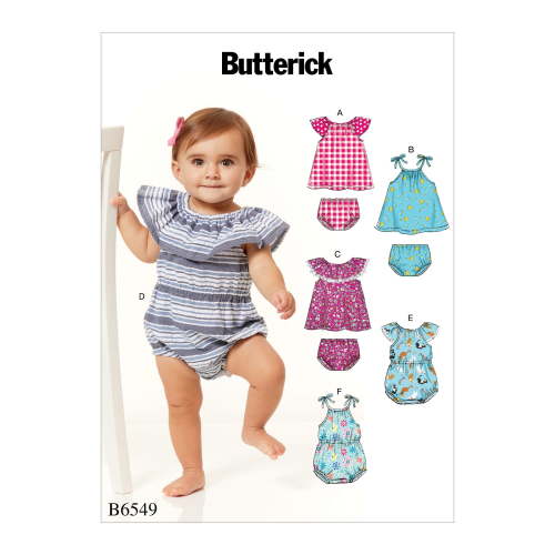 Butterick Pattern Infants Romper, Dress and Panties-NBN-S-M-L-XL