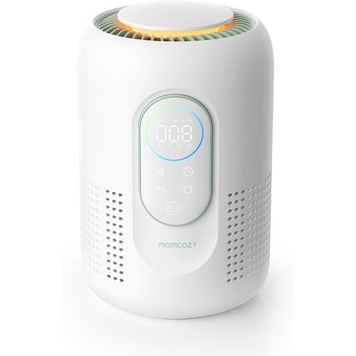 Momcozy Nursery Air Purifier, 4-Filter System with H13 HEPA & Carbon, PM2.5 Display with Color Status, Auto Mode, 21 dB Sleep Mode for Baby, Dimmable Night Light, for 250 sq ft Rooms