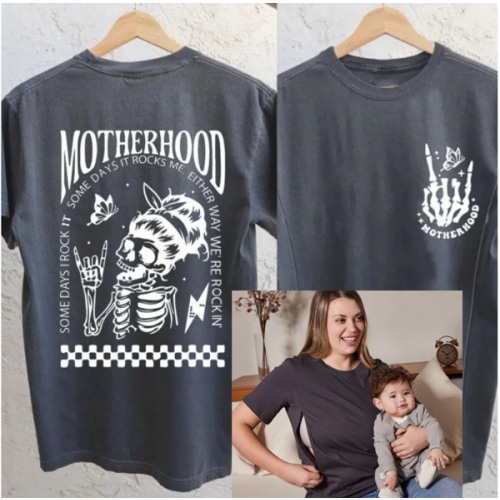Motherhood Sometimes I Rock It Sometimes It Rocks Me Nursing T-shirt