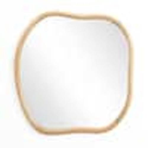 LuxenHome Natural 27.36 in. W x 29.96 in. H Pine Wood Frame Square Irregular Accent and Vanity Wall Mirror WHA2321