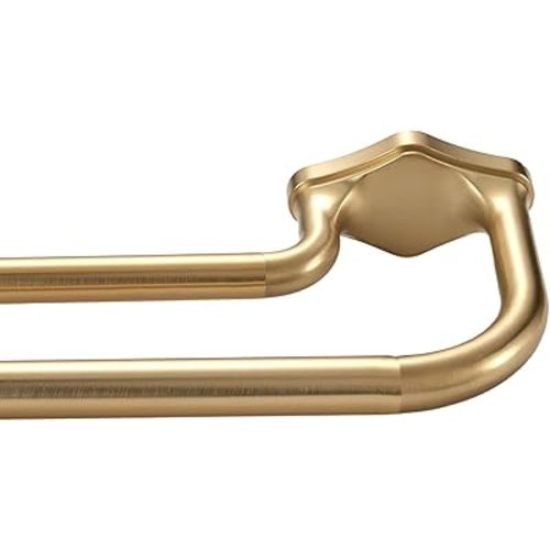 Gold Double Curtain Rods For Windows 28-48 Inch,Heavy Duty Double Curtain Rod with Aluminum Finials and Bracket,Adjustable Double Window Rods For Blackout Or Room Darkening Panels