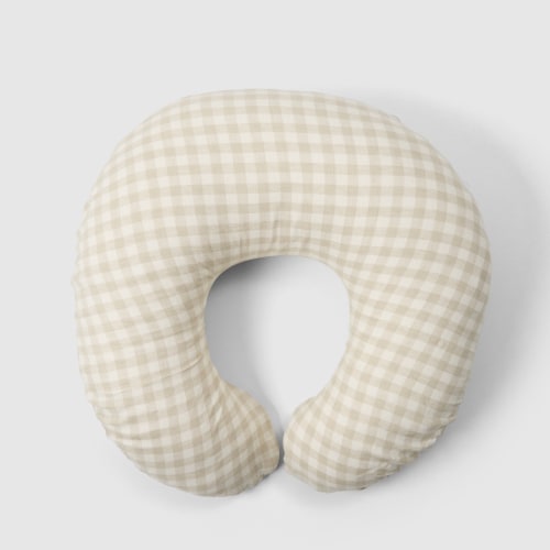 Linen Nursing Pillow - Dove Grey Gingham