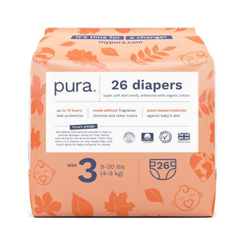 Pura Sensitive Soft Sustainable Baby Diapers (Choose Your Size and Count)