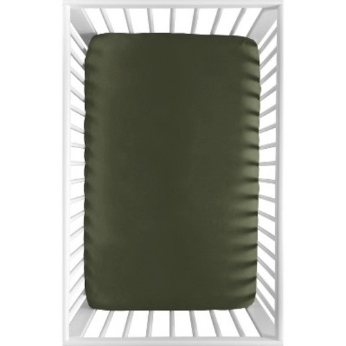 Sweet Jojo Designs Boy Baby Fitted Mini Crib Sheet Woodland Camo Collection Solid Green