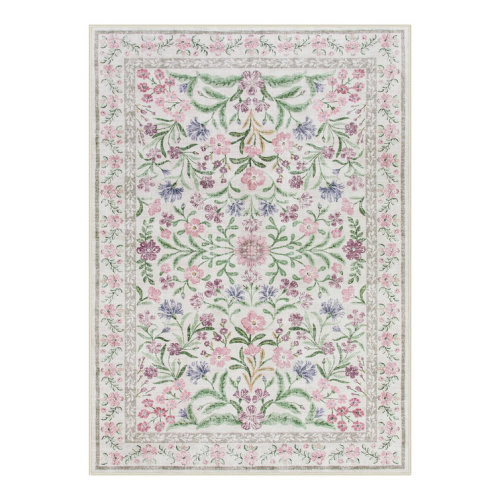 Kaldi Kaldi Oriental Botanical Floral Machine Washable Area Rug with Non-Slip Backing for Living Room, Dining Room, Bedroom