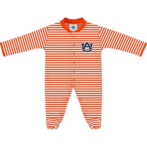 Creative Knitwear College Baby Striped Footed Romper - Team Logo, Multiple Colors, for Boys & Girls (0-9 Months)