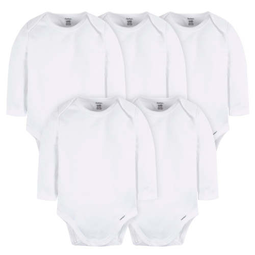 5-Pack Baby White Premium Long Sleeve Onesies® Bodysuits – Gerber Childrenswear