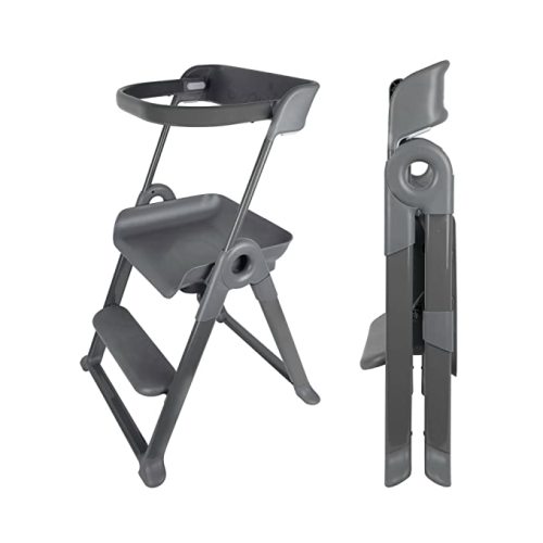 Boon Pivot Toddler Tower - Folding Toddler Step Stool - Montessori Kitchen Stool for Learning and Cooking - 21.75 L x 22.75 W x 34.75 H - Ages 18 Months to 4 Years - Gray