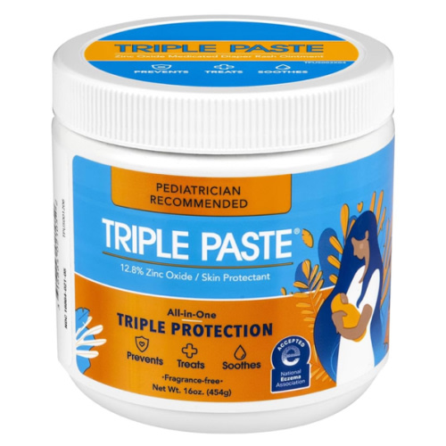 Triple Paste Diaper Rash Cream for Baby - 16 Oz Tub - Zinc Oxide Ointment Treats, Soothes and Prevents Diaper Rash - Pediatrician-Recommended Hypoallergenic Formula with Soothing Botanicals