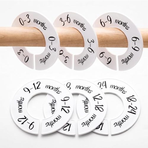 Pro Goleem Baby Closet Dividers Unisex Baby Closet Organizer for Nursery Baby Clothes Size Age Dividers Fits 1.5" Rod 6 PCS
