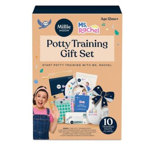Millie Moon Ms. Rachel Potty Training Gift Set - Size 2T-3T: Disposable Training Pants, Wood Fluff Pulp, 22-33 lbs