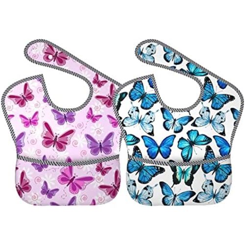 Cute Bibs 2Packs for 6-24 Months Washable Fabric Waterproof