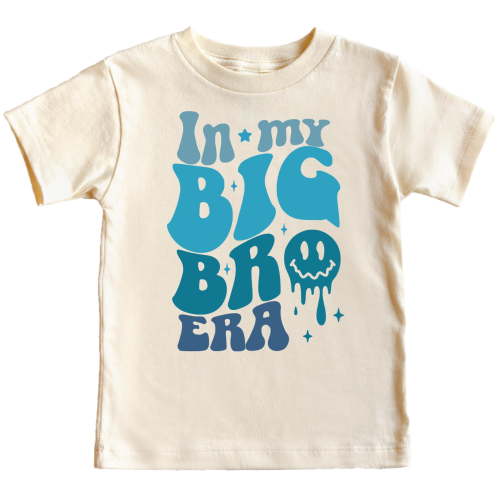 In My Big Bro Era Trendy T-shirt Retro Wavy Big Brother Tee Natural Shirt Youth Medium