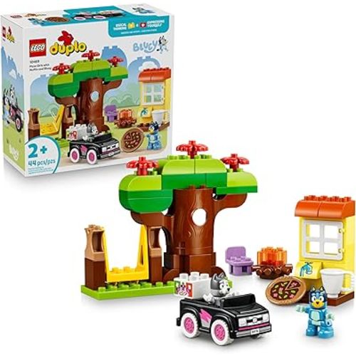 LEGO DUPLO Bluey Pizza Girls with Muffin and Bluey - Learning and Building Toy for Toddlers, Ages 2+ - Bluey Playset with 2 Toy Figures for Boys & Girls - Gift Idea for Birthdays - 10469