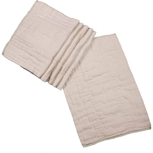 OsoCozy Unbleached Prefold Cloth Baby Diapers, Size 2 (15-30 lbs.), Soft, Absorbent, Durable 100% Natural Cotton, Unbleached Natural Color -6 Pack