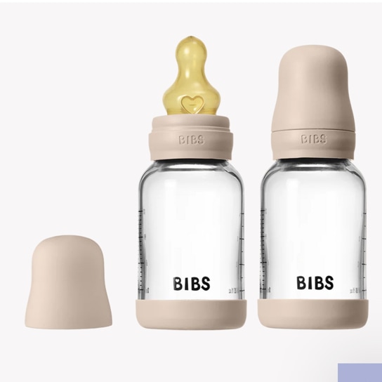 BIBS Glass Baby Bottle 4oz Latex 2-Pack Blush | Slow Flow – Bibsworld store US