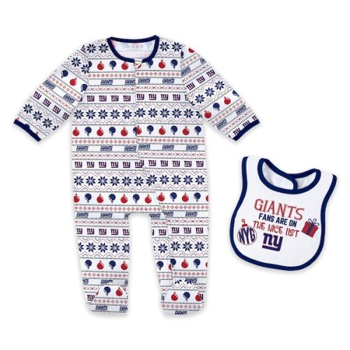Newborn & Infant New York Giants WEAR by Erin Andrews Allover Print Full-Zip Sleeper & Bib Set