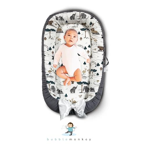 Bubble Monkey Baby Lounger Baby Nest for Tummy Time - Snuggle Me Baby Pillow Lounger, Traveling Bed for Newborn, Pillow