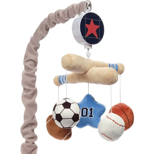Lambs & Ivy Baby Sports Musical Baby Crib Mobile Soother Toy - Gray