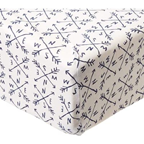 HonestBaby Organic Cotton Fitted Crib Sheet, Compass, One Size