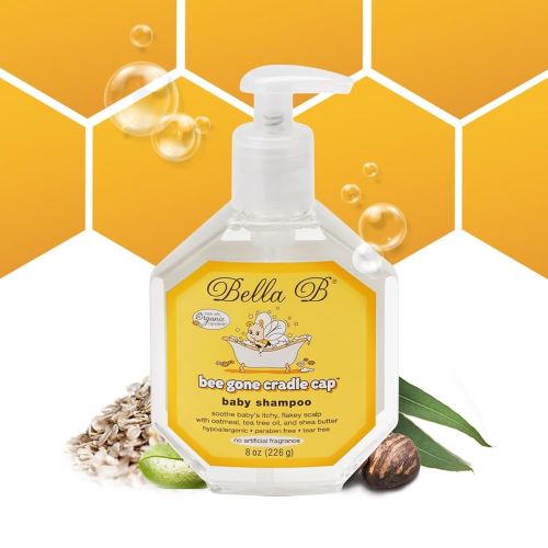 BELLA B Bee Gone Cradle Cap Baby Shampoo Treatment, 8 oz, Organic Natural Dry Scalp Shampoo For Babies
