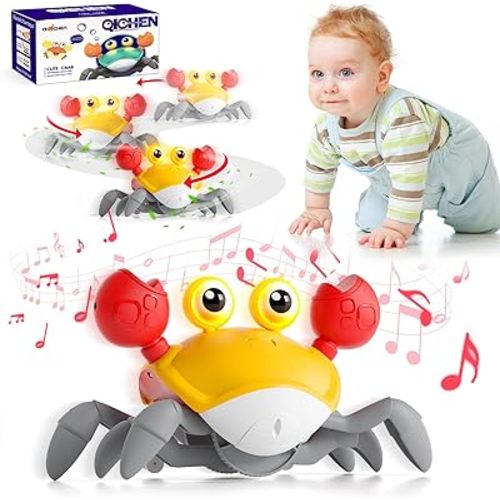 Baby Toys 6-12 Months, Toys for 1 2 3 4 5 6 7 8 9 10 11 12 Year Old Boy Girl, Baby Item, Crawling Crab Baby Toy, Baby Essentials Tummy Time Toys, Gifts for Babies, Crawly Crab Toy for Infants