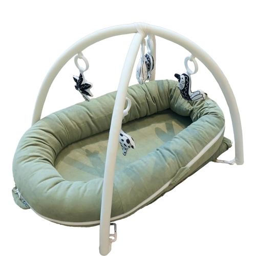 Deluxe Infant Lounger, Play Gym, Newborn Essentials for Baby 0-12 Months, 100% Cotton (SageGreen + PlayArch)