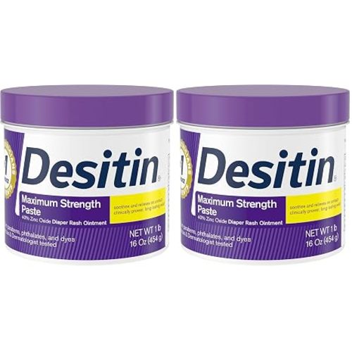 Desitin Maximum Strength Paste, 40% Zinc Oxide Paste, Diaper Rash Healing Ointment for Immediate Relief, Dermatologist Pediatrician Tested, Helps Heal Diaper Rash, Protects Up to 12 Hours, 4.8 Oz Tube