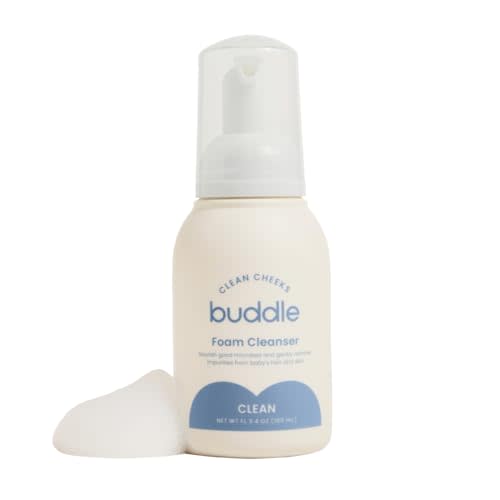 Buddle Clean Cheeks Baby Micellar No-Rinse Foam Cleanser with Chamomile, Witch Hazel, Arnica Montana, Skin Barrier Supporting, 3.4oz
