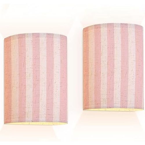 Wall Sconces Set of Two Battery Operated Pink Pattern Cute Wireless Plug in Wall Lights Fixtures Remote Dimmable for Bedroom Living Room Hallway